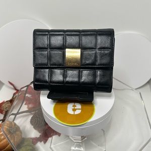 Chanel Quilted Matelasse Black Calfskin Wallet Chocolate Bar